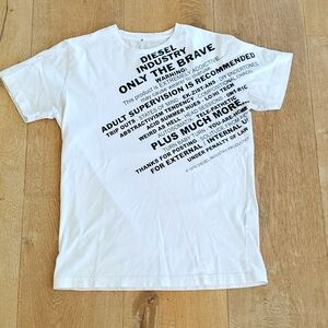 Diesel men's white tshirt with black graphics Size M